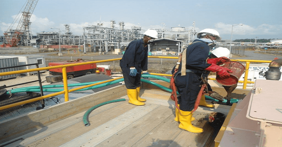 TONCO personnel carrying out tanker servicing operations